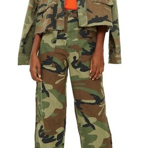 Topshop Benny Camo Crop Cotton Trousers